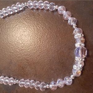 SOLID PINK & CLEAR CRYSTAL NECKLACE 19"